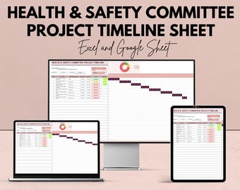 Health and Safety Committee Project Timeline Sheet | Google Sheets Template | Milestone Monitoring & Project Management | Instant Download