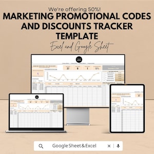 Marketing Promotional Codes and Discounts Tracker Template | Promo Code Usage Log | Marketing Discount Tracker