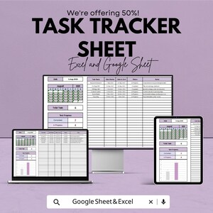 Task Tracker Sheet for Excel and Google Sheets | Project Organizer | Team & Personal Task Management | Digital Planner