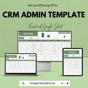 CRM Admin Template | Excel & Google Sheets User Management Dashboard | Admin Panel Spreadsheet | CRM Tracker System