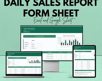 Daily Sales Report Form Sheet - Excel & Google Sheets Template - Track Sales, Performance Metrics, and Product Analysis