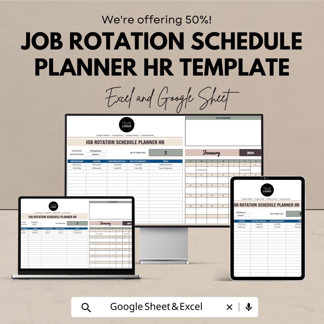 Job Rotation Schedule Planner HR Template | Employee Rotation Tracker ...