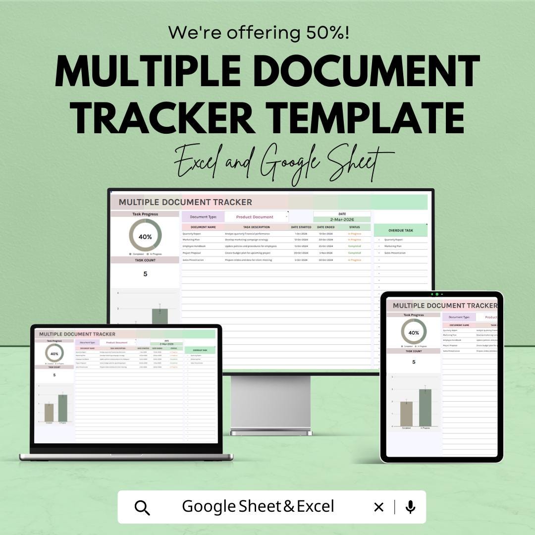 Multiple Document Tracker Template | Document Management Spreadsheet ...