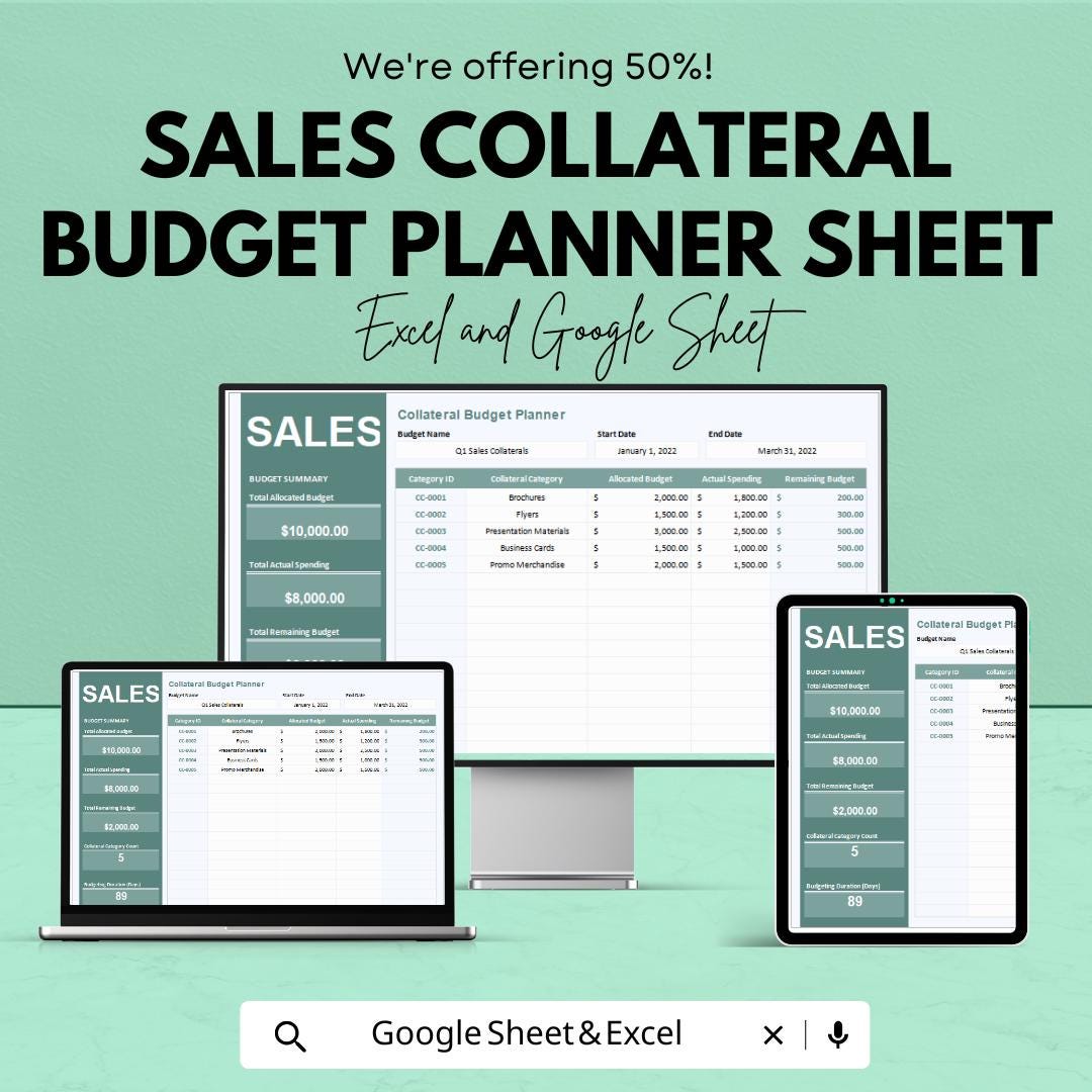 Sales Collateral Budget Planner Sheet – Excel and Google Sheets | Sales ...