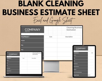Blank Cleaning Business Estimate Sheet – Excel & Google Sheets Template for Service Estimates, Pricing, and Cost Breakdown