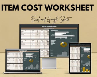 Artikelkosten Arbeitsblatt Vorlage | Excel und Google Sheet | Verfolge Projektkosten, Gewinnspannen und Preise