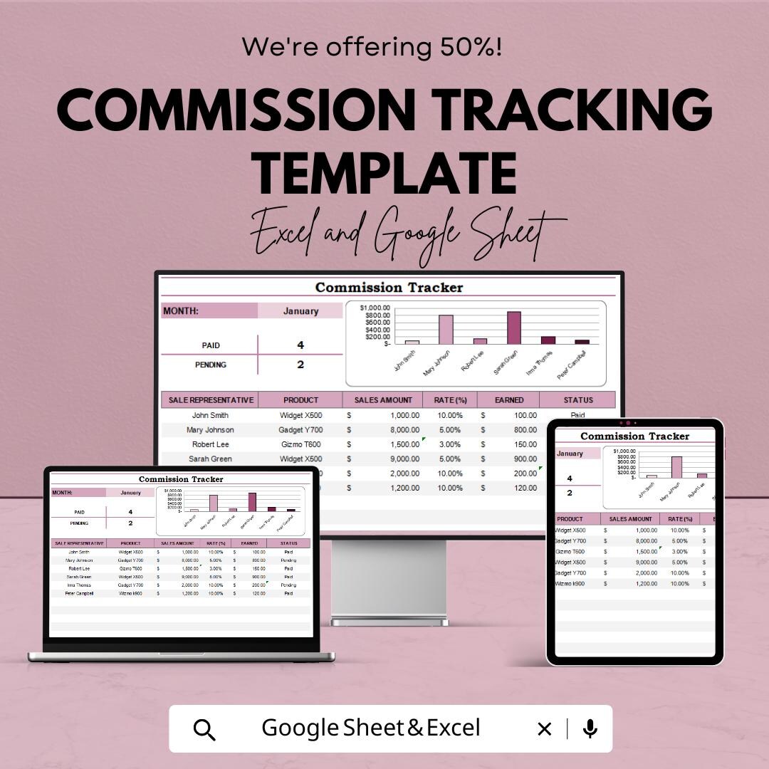 Commission Tracking Template | Sales Commission Tracker | Sales Rep ...