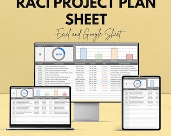 RACI Projektplan Blatt für das Projektmanagement | Excel und Google Sheet Vorlage | Aufgabenverfolgung & Verantwortungsmatrix