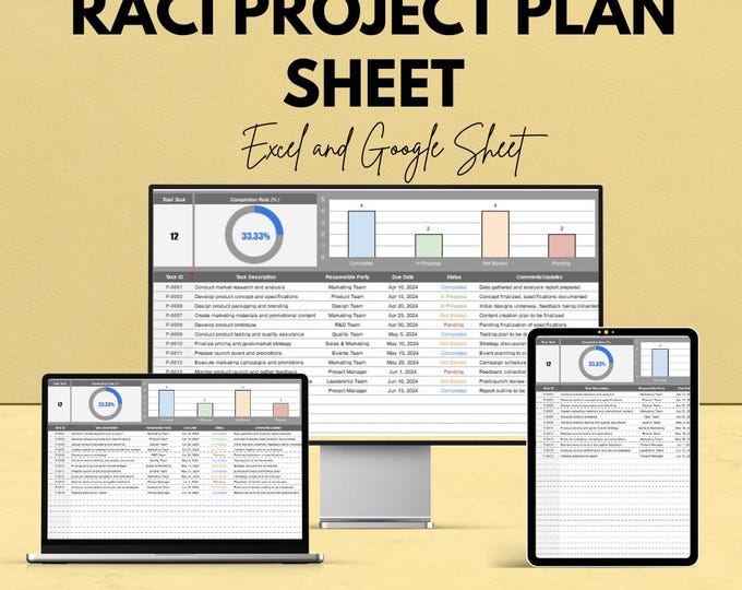 RACI Matrix Excel Template, Project Task Assignment Responsibility ...
