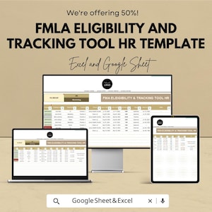 FMLA Eligibility and Tracking Tool HR Template | Employee Leave Tracker | Excel and Google Sheets HR Spreadsheet