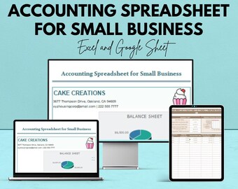 Accounting Spreadsheet Template for Small Business – Financial Tracker, Balance Sheet & Income Statement – Excel and Google Sheets Template