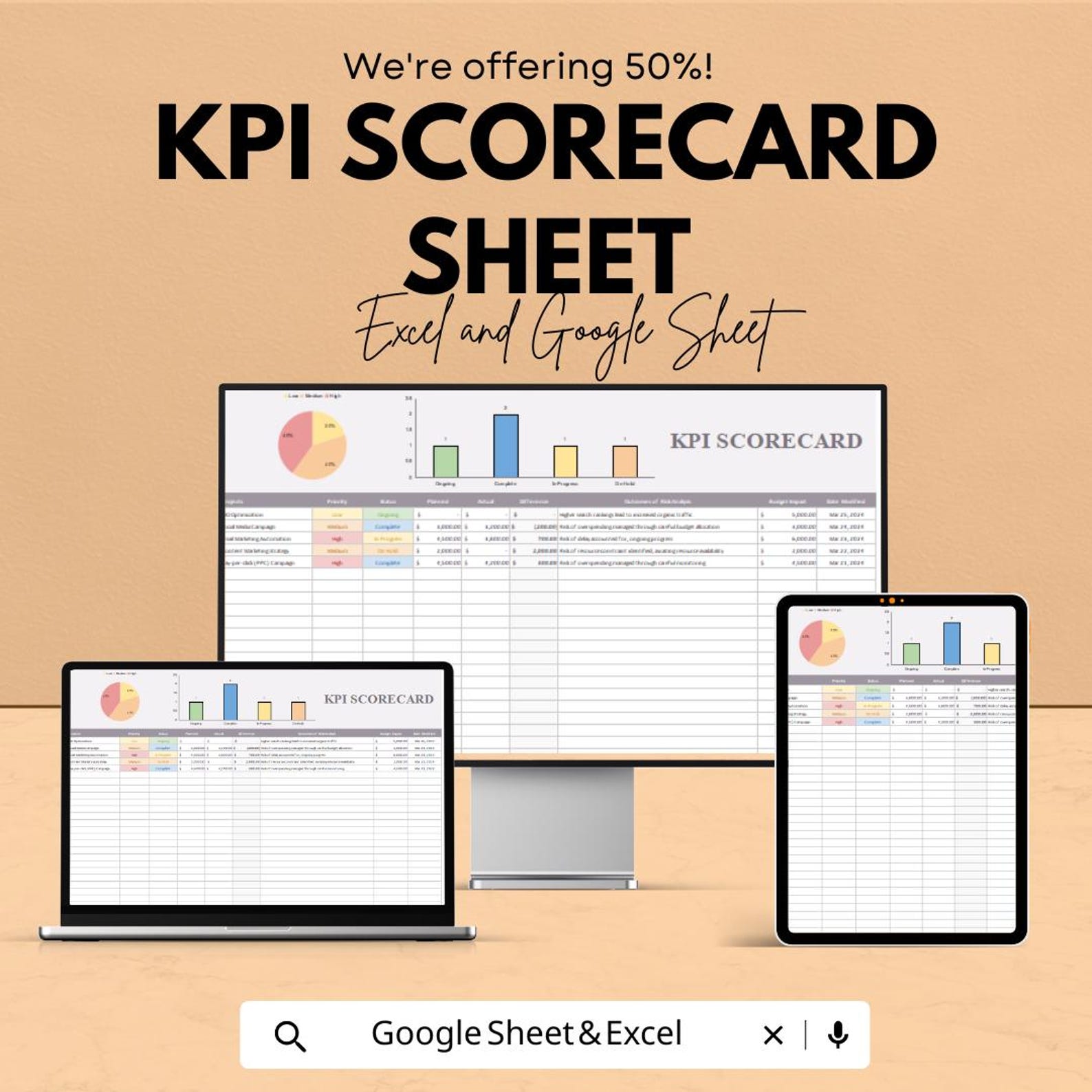 Scorecard Tasktracker KPI Scorecard Sheet | Excel & Google Sheets Template | Track Key ...