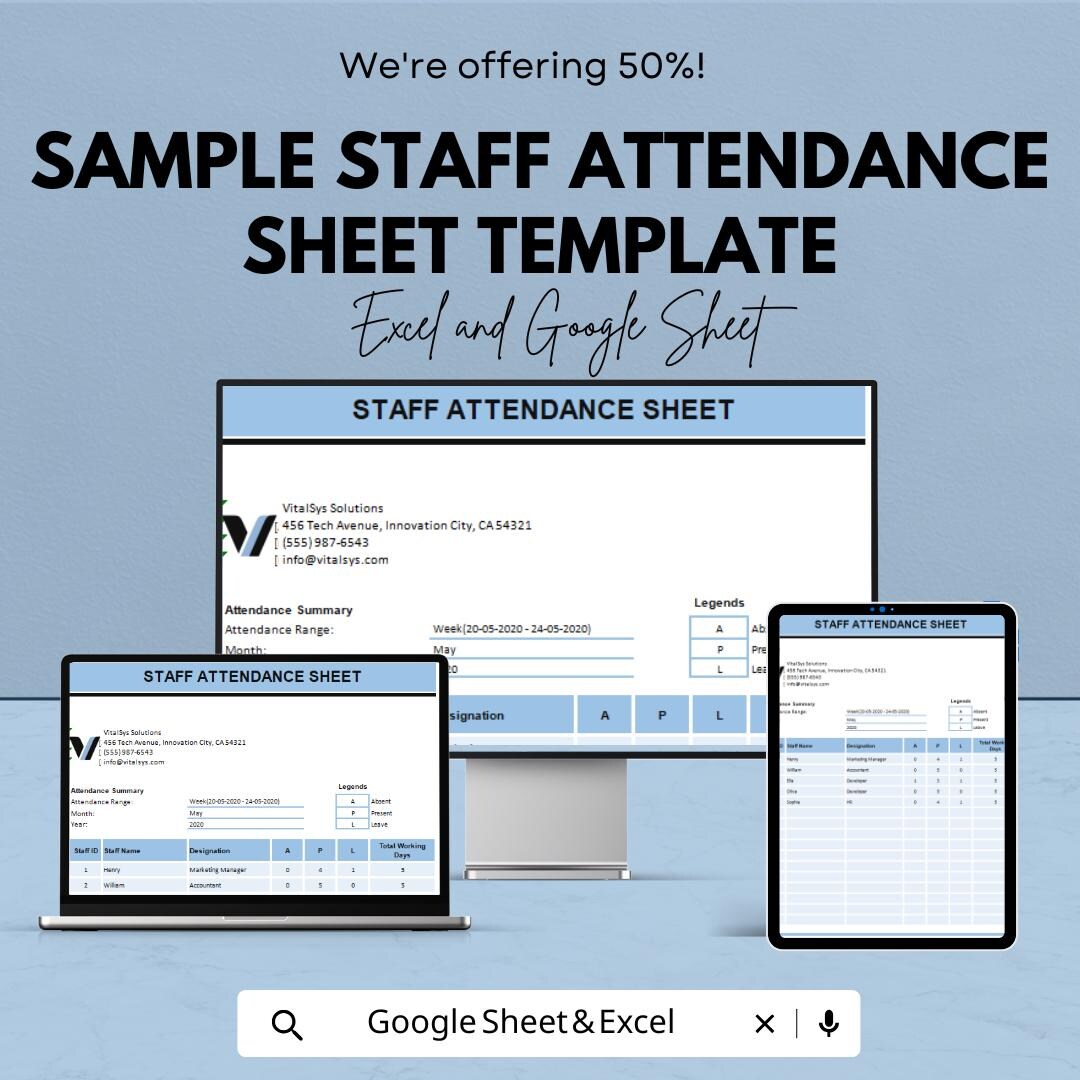 Sample Staff Attendance Sheet Template | Employee Attendance Tracker ...