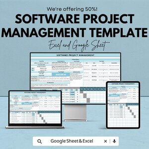 Software Project Management Template | Excel & Google Sheets Project Planner | Project Timeline Tracker | Task Management Spreadsheet