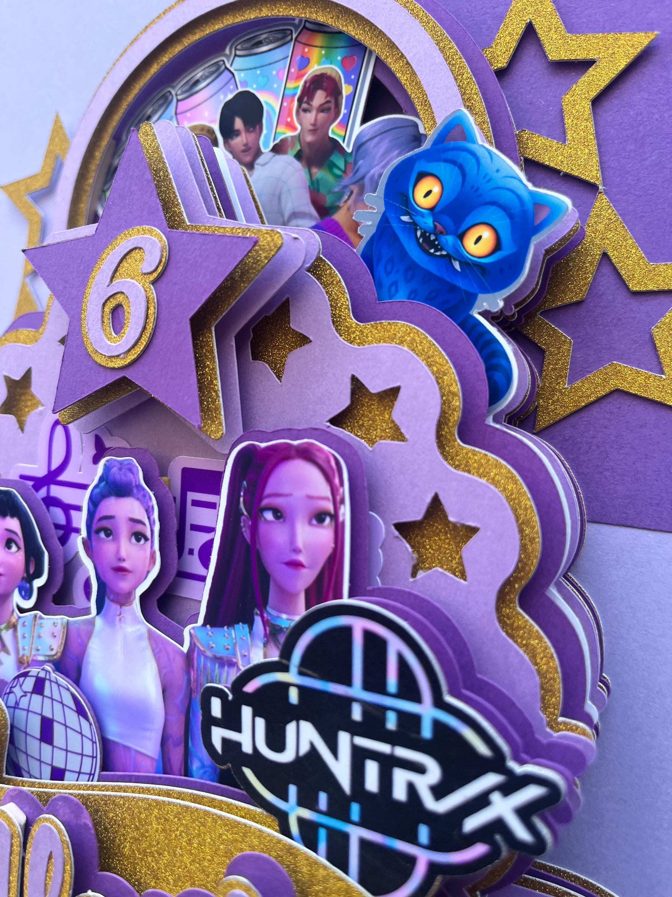Huntrix Topper KPOP Demon Hunters Huntrix Cake Topper: LIGHT up FLASHING Custom Name ...