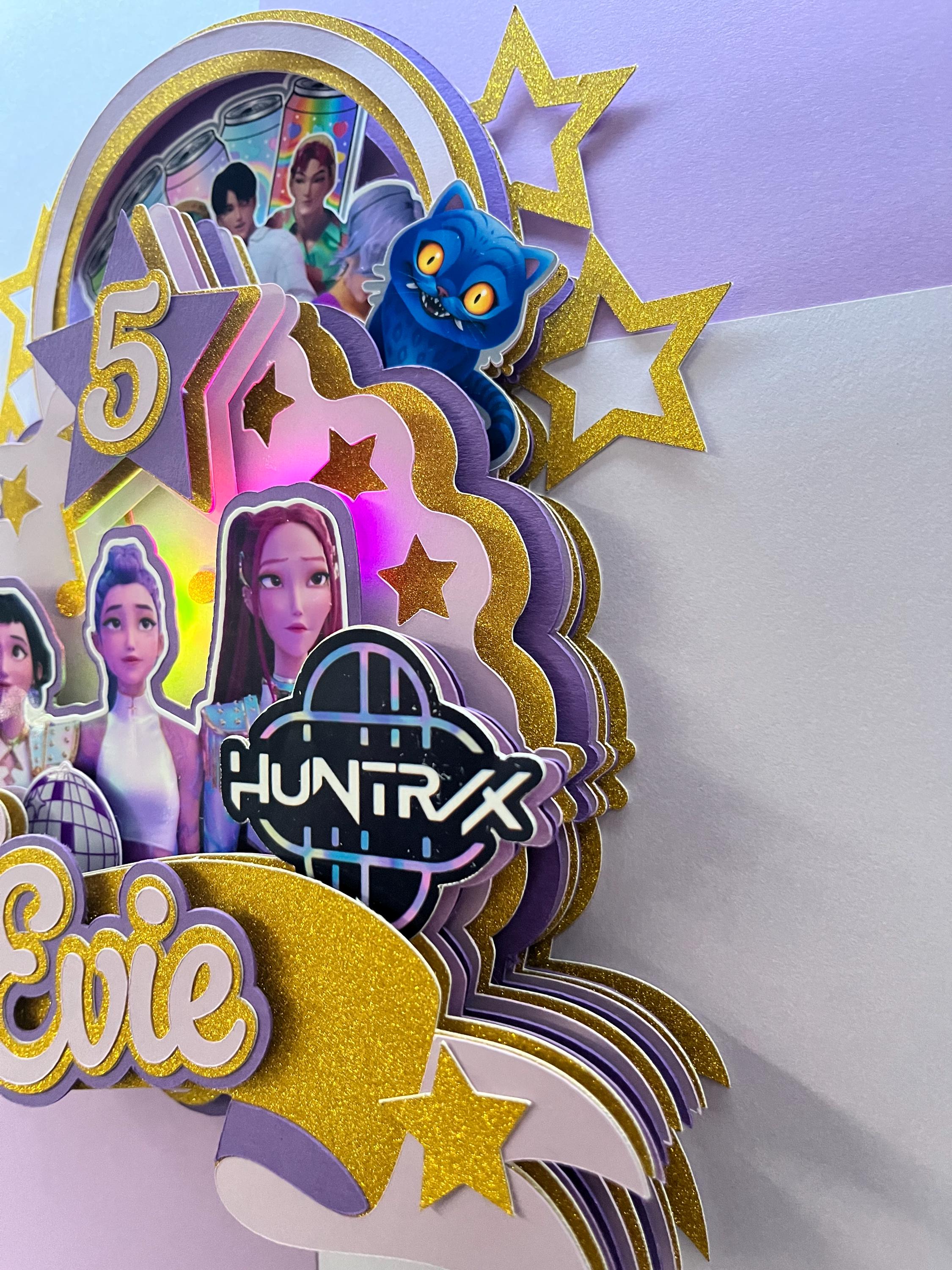Huntrix Topper KPOP Demon Hunters Huntrix Cake Topper: LIGHT up FLASHING Custom Name ...