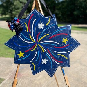 Firecracker door hanger, fireworks, 4th of July door sign, summer door hanger