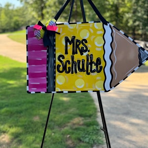 Polka dot Pencil Door Hanger, back to school