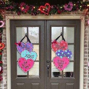 Custom Conversation Heart Door Hanger, Valentine Heart Door Hanger,