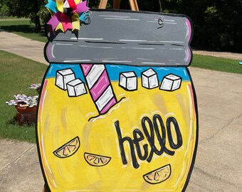 Summer Door Hanger, mason jar door hanger, lemonade door hanger