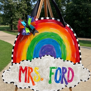 Rainbow Door Hanger, Hope door sign, Teacher sign