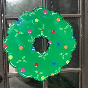 Colorful Christmas wreath door hanger, Holiday Decor