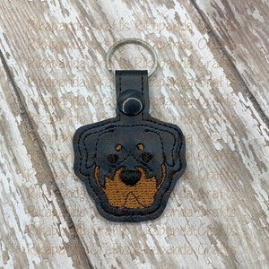 Rottweiler Dog Embroidered Key Fob
