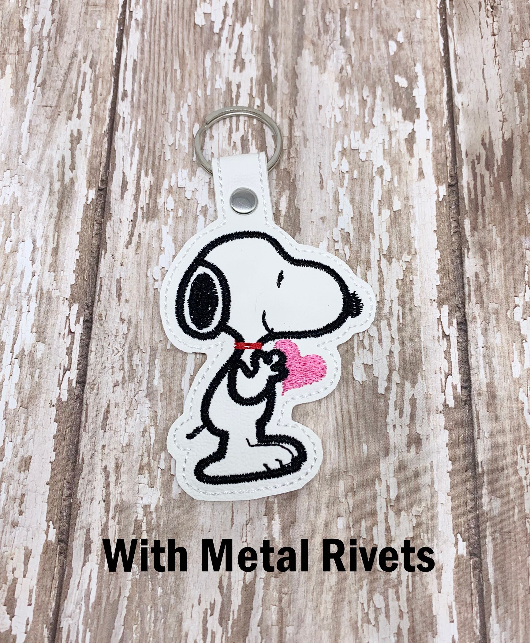 Snoopy Keyless Script Peanuts Snoopy Heart Embroidered Key Fob - Etsy