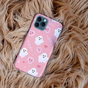 Cute Ghost Phone Case, Spooky Halloween Ghost Phone Case, Durable iPhone Cover, Halloween Gift, Pastel Aesthetic, Protective and Stylish
