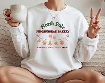 North Pole Gingerbread Bakery Christmas Sweatshirt