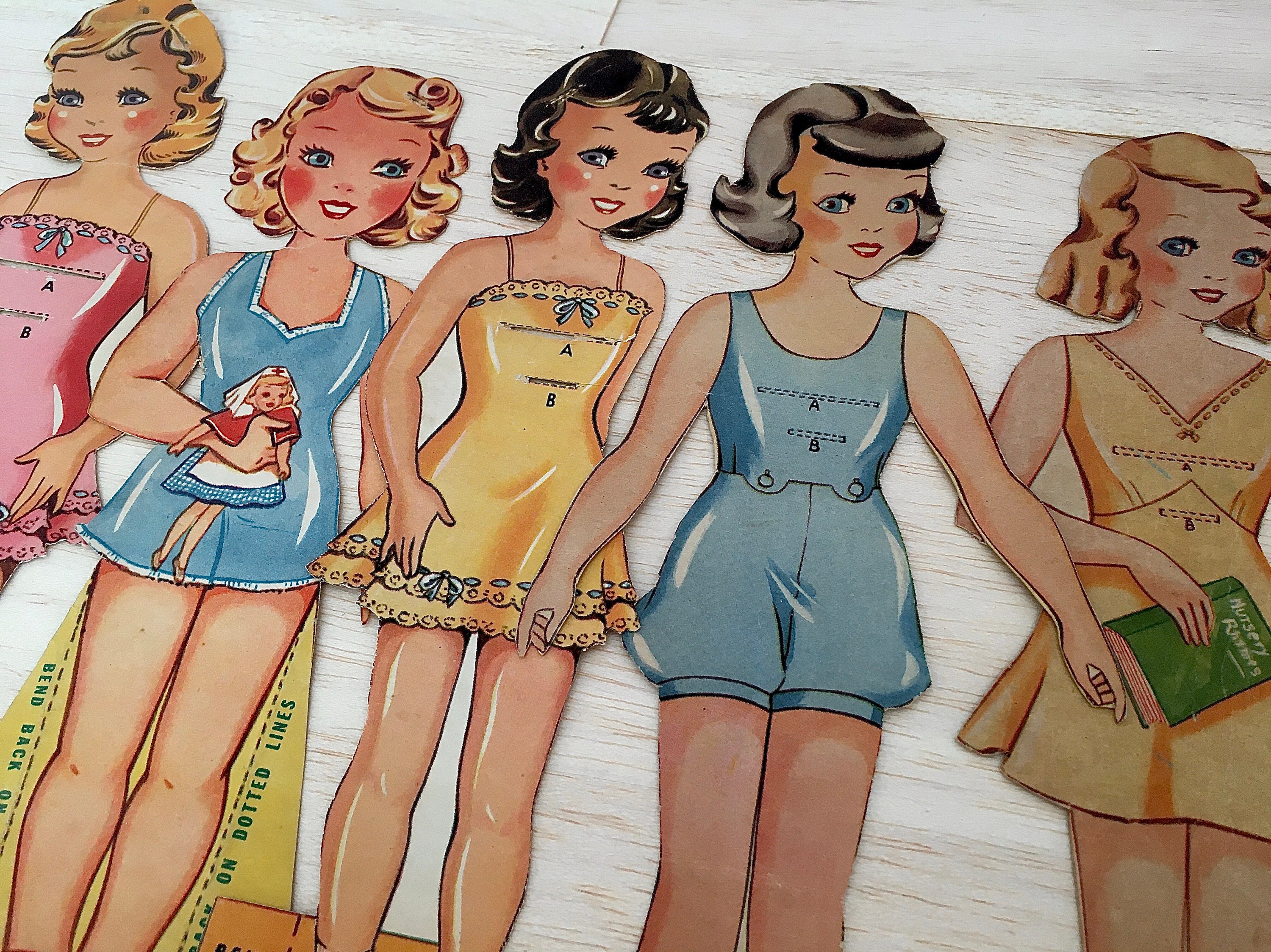 five-5-vintage-cutout-paper-dolls-1950-s-tallest-29-etsy