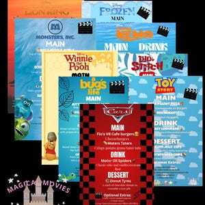 MAGICAL MOVIE NIGHT Disney menu cards