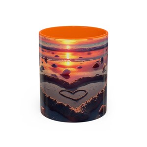 Taza de café con detalles de playa al atardecer: regalo romántico para amantes de la playa, perfecta para bodas, aniversarios o mañanas acogedoras.