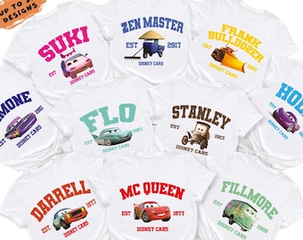 Personalized Disney Cars Tee, Pixar Cartoon Graphic Shirt