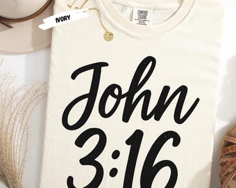 Camiseta con versículo bíblico cristiano de Juan 3:16
