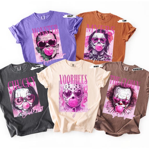 Comfort Colors Bubblegum Horror Villain Shirt, Halloween Graphic Tee