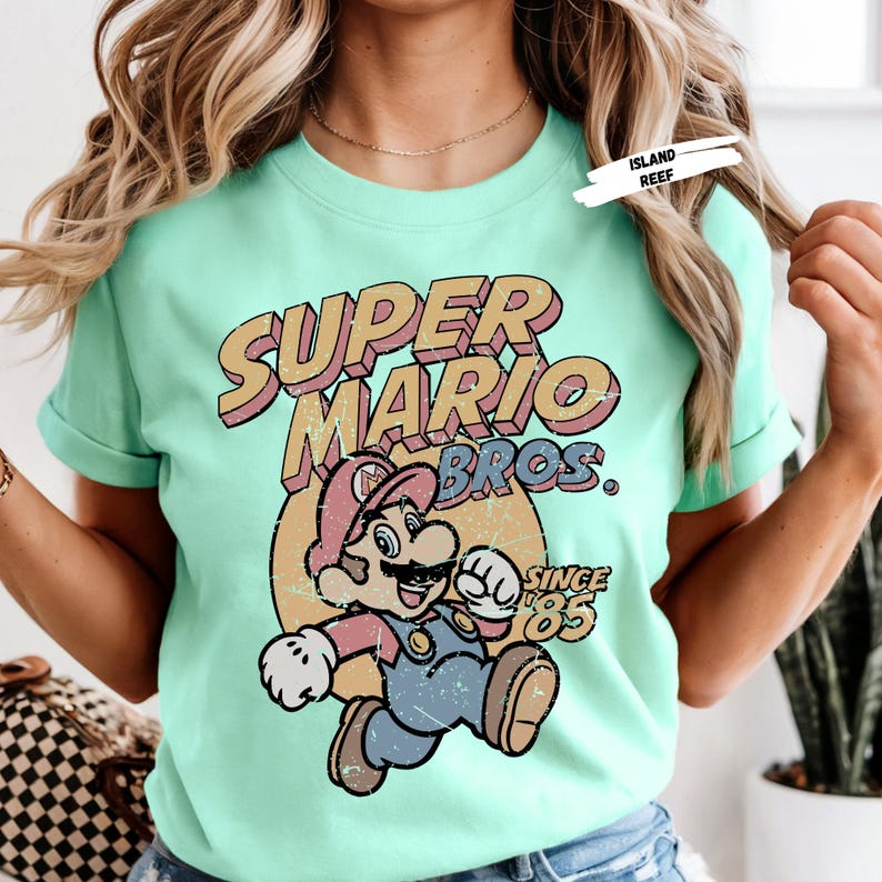 Super Mario Bros T-shirt, Retro Graphic Mario Shirt, Vintage Video Game Shirt, Mushroom Game Tee, Nostalgia Mario Lover Tee