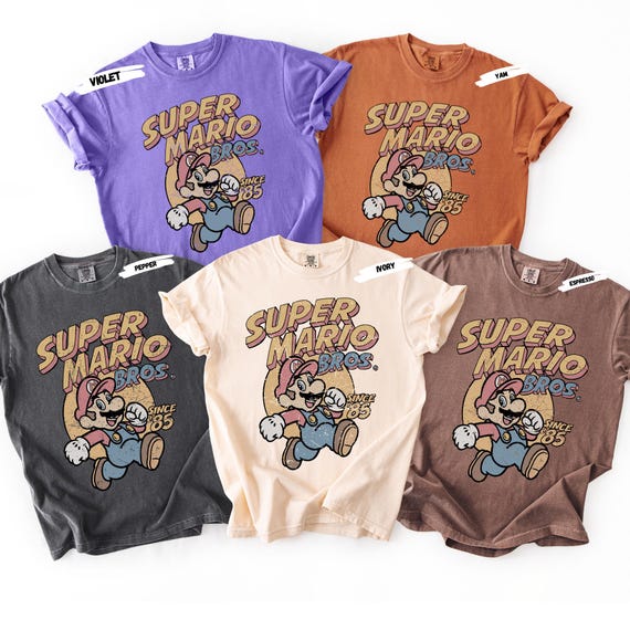 Comfort Colors Super Mario Bros T-Shirt: Retro 80s Gamer Tee