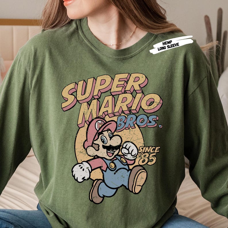 Super Mario Bros T-shirt, Retro Graphic Mario Shirt, Vintage Video Game Shirt, Mushroom Game Tee, Nostalgia Mario Lover Tee