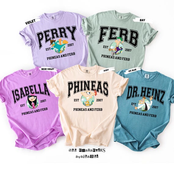 Comfort Colors Phineas and Ferb Shirt, Disney Cartoon Tee