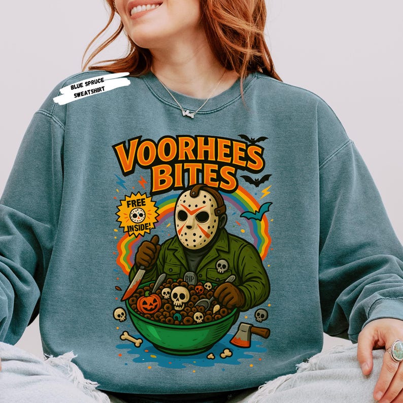 Start your spooky season with a killer crunch! 🎃 This Horror Cereal Halloween Shirt mashes up your favorite scary movie icons with classic breakfast cereal box art. Featuring creepy characters like Chucky, Freddy Krueger, Pennywise, Michael Myers, zombies, and more — this funny and nostalgic design is perfect for Halloween parties, horror fans, or anyone who loves a little spooky fun. Ideal for group costumes or themed October outings!