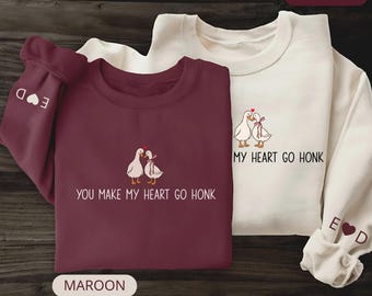 You Make My Heart Go Honk Sweatshirt, Valentines Crewnecks, Valentine Gift For Couple, Valentine Gift Ideas, Valentine Couple Sweatshirt