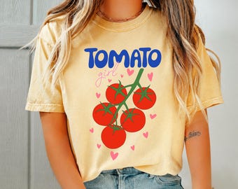 Tomato Girl Shirt, Cute Tomato Tee, Summer Graphic Shirt, Farmers Market Tee, Cottagecore Vegetable Lover Gift