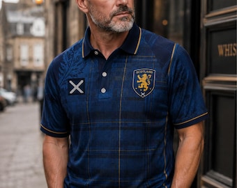 Polo de football écossais, maillot de football tartan écossais, polo de fan de football écossais, vêtements de la fierté écossaise, cadeau pour femme et homme