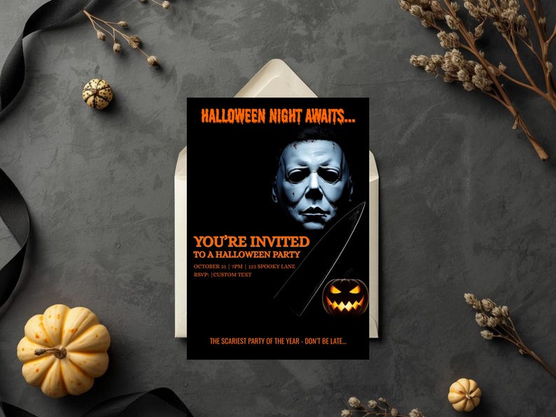 Michael Myers Halloween Invitation Editable Scary Party Template Digital Download image 3