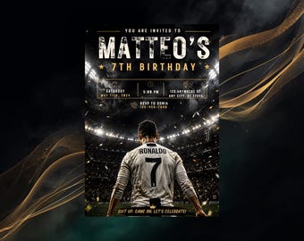 Ronaldo Soccer Invitation, Football Birthday Party, CR7 Inspired Editable Digital Invite for Boys, BBD001