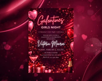 Galentine’s Day Invitation, Valentine Party for Friends, Printable Girls Night Celebration