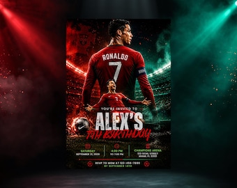 Ronaldo Soccer Invitation, Portugal Football Party Invite, Personalized Boys Birthday Digital Invitation, BBD001