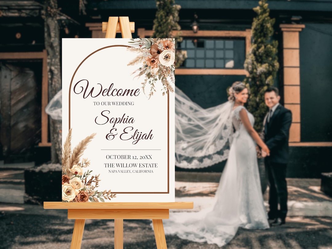 Boho Wedding Welcome Sign Template Terracotta Floral Wedding Sign boho-wedding-welcome-sign-template-terracotta-floral-wedding-sign