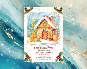 Gingerbread House Decorating Invitation Christmas Party Template Editable Holiday Event Card Digital Download